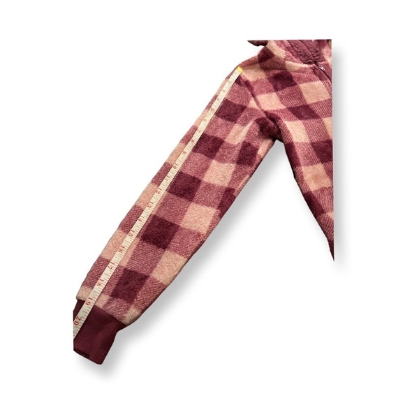 Justice Pajama Romper One-piece Checkered Maroon And Pink Feline Sleepy Size 8 - Picture 13 of 14